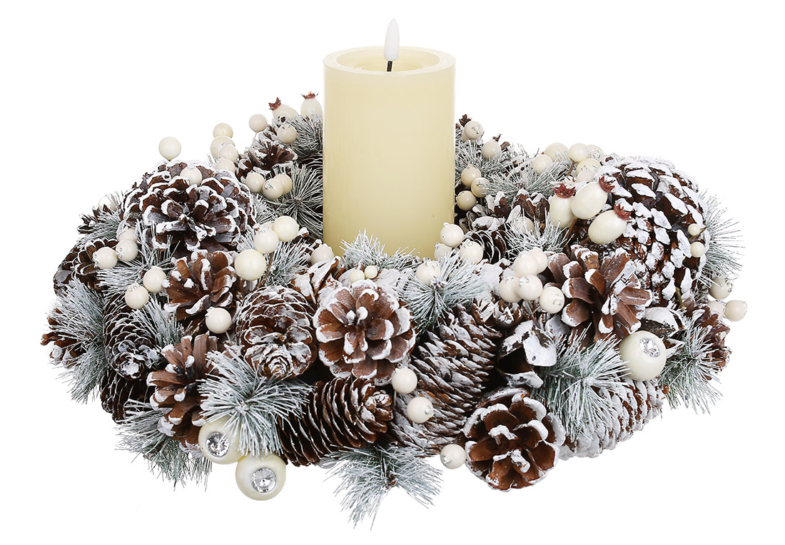 Новорічний свічник (свічка з LED - підсвічуванням 7.5*20см) D42*22см - Фото