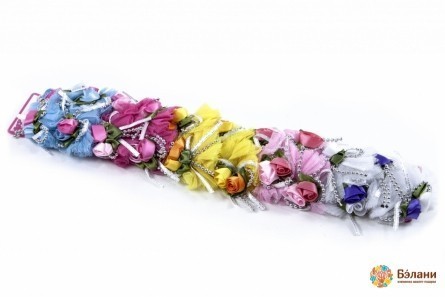 Резинка дитяча з трояндочкою та срібними намистинами