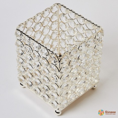 Подсвечник металлический "Crystal Cube" M серебристый