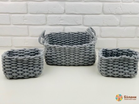 Кошик плетений "Knot" сіра 3шт.