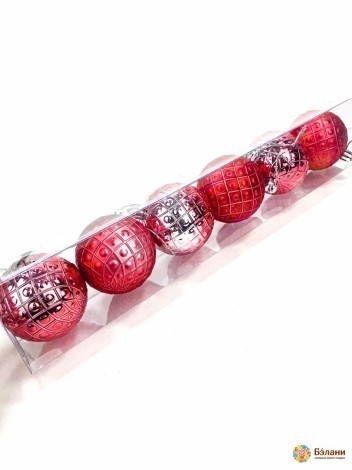 Елочная игрушка "Шары красные" микс