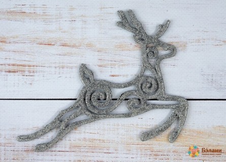 Елочная игрушка "Олень серебряный" с глиттером