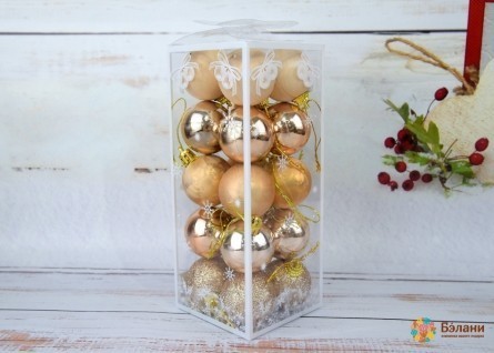 Елочная игрушка "Шары светлое золото"