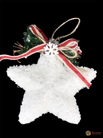 Новогодний декор "Звезда" с красным бантиком