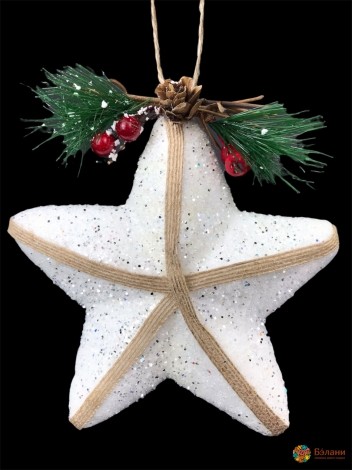 Новогодний декор "Звезда" с лентой