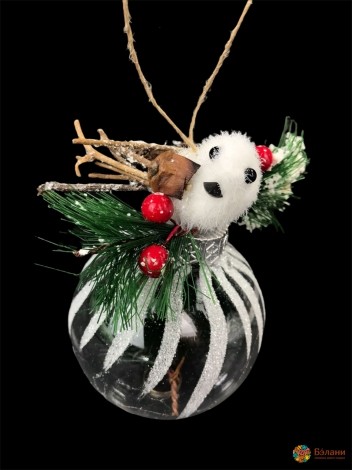 Елочная игрушка "Птичка на шаре"