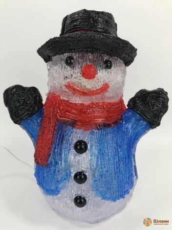 Светящийся декор "Снеговик в черной шляпе"