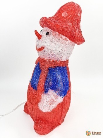 Светящийся декор "Снеговик в красном комбинизоне"