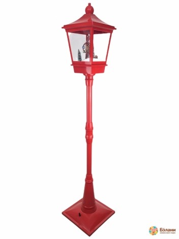Фонарь на ножке с искусственным снегом красный