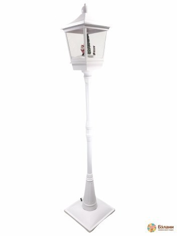 Фонарь на ножке с искусственным снегом белый