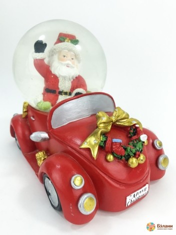Декор музыкальный "Шарик со снегом на машине" с подсветкой