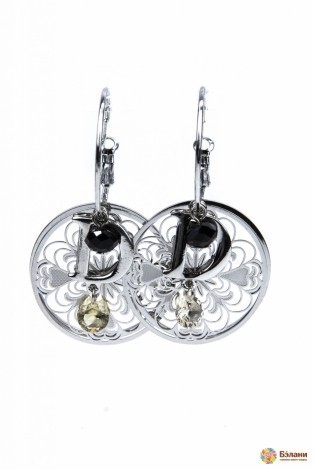 Серьги свисающие "Silver collection" с ажурными кругами