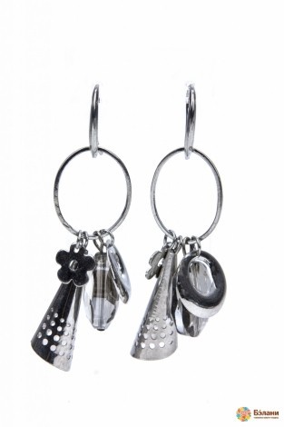 Серьги свисающие "Silver collection" с дымчатыми кристаллами