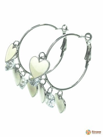 Серьги "Silver collection" с белыми сердечками