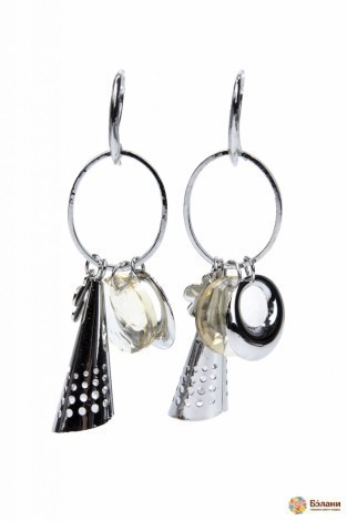 Серьги свисающие "Silver collection" с кристаллами