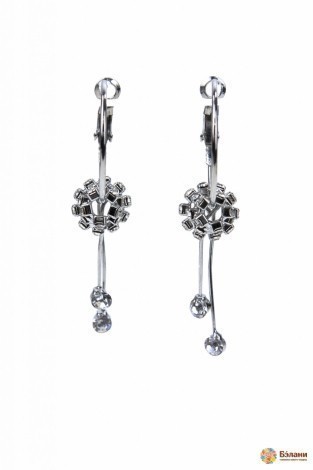 Серьги-кольца "Silver collection" с фианитовыми шарами