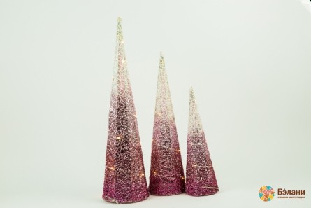 Новогодний декор "Три конуса" с LED подсветкой