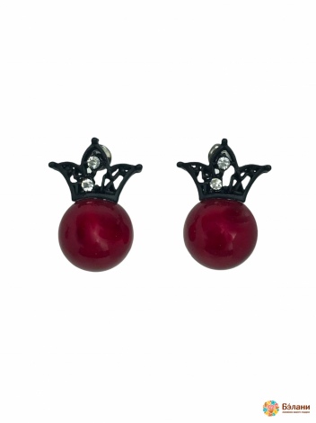 Серьги "Cherry"  с короной красные