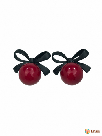 Сережки "Cherry" з червоним бантом