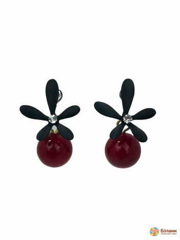 Серьги "Cherry" с цветочками красные
