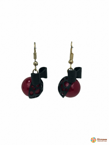 Серьги "Cherry"  с черным бантом
