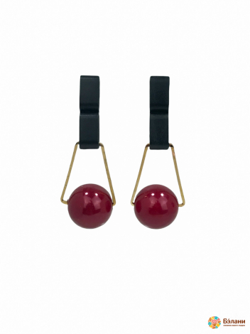 Серьги "Cherry"  с кожаным бантом