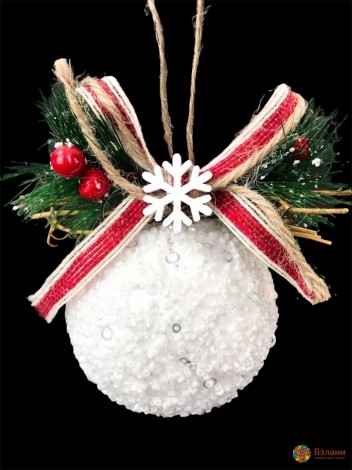 Новогодний декор "Шар" с красным бантиком