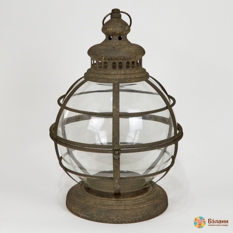 Ліхтар круглий, скляний з металевою оправою "Round lamp"