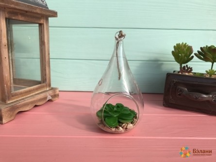 Подвесная стеклянная колбочка "Капля" S