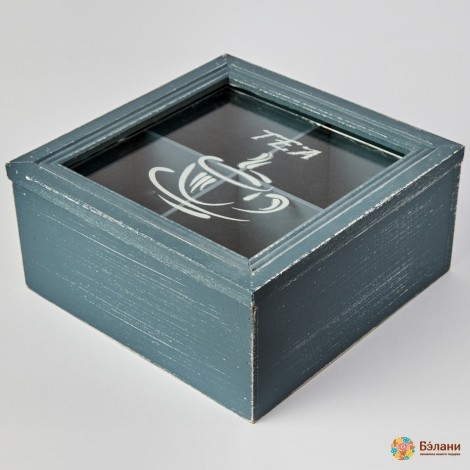 Чайница деревянная "Сup of tea" синяя