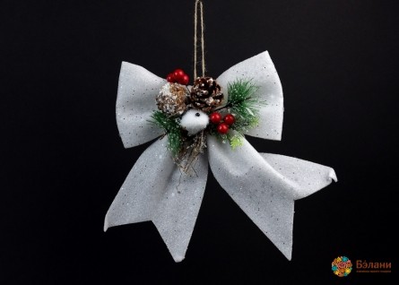 Новорічний декор "Бант із композицією"