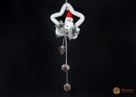 Декор новогодний подвесной "Снеговик на звезде"
