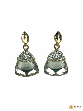 Серьги "Трапеция" со стразами и кристаллами