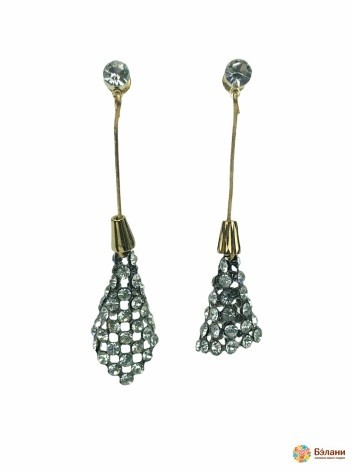 Серьги свисающие "Silver collection" с фианитовыми конусами