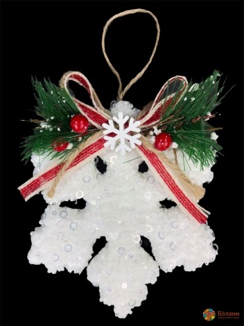 Елочная игрушка "Снежинка с бантиком"