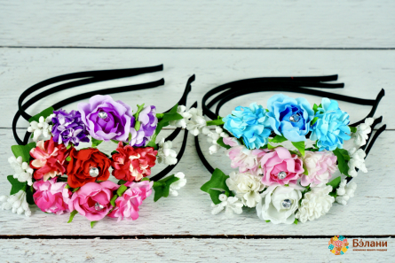 Обруч "Rose with chrysanthemum" с алмазом