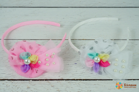 Обруч "Tulle flower with pearls"