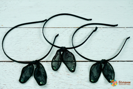 Обруч "Soloha" чорний гіпюр з діамантом