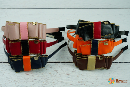 Обруч "Triple bow" кожаный