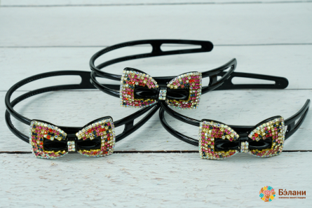 Обруч "Coloured crystals " черный