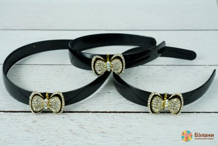Обруч "Golden bow" со стразами