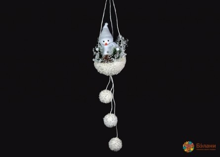 Декор подвесной "Снеговик на сугробе"
