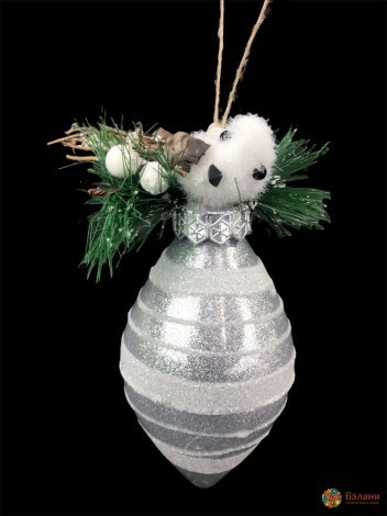 Елочная игрушка "Птичка с декором"