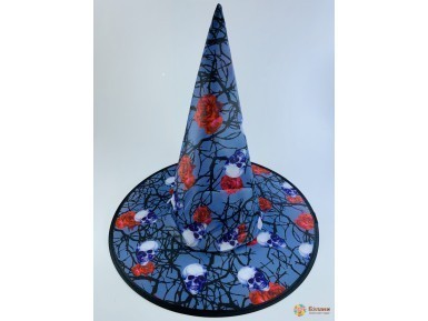 Колпак ведьмы с черепами и розами