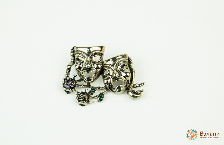 Брошь "Театральные маски"