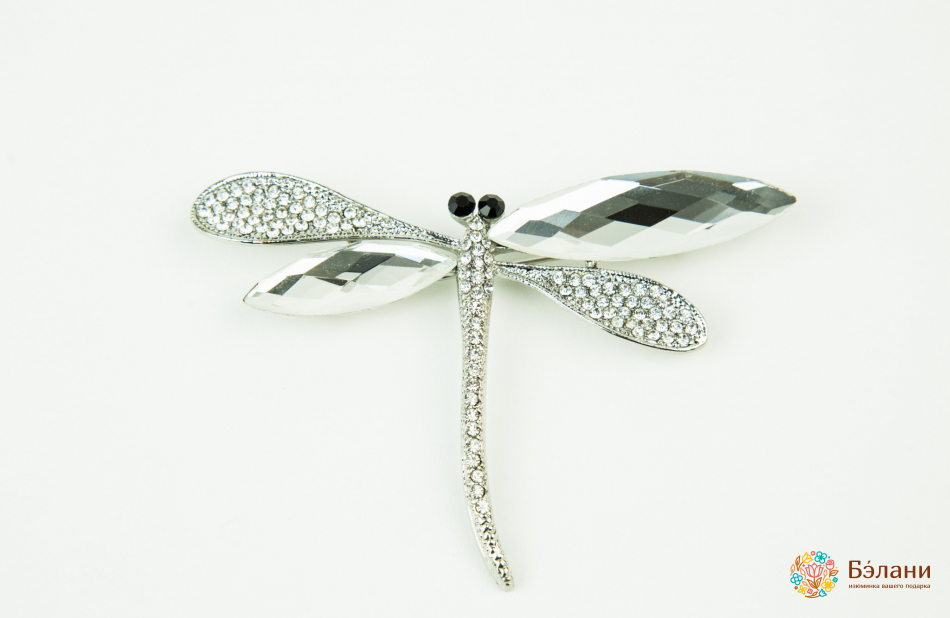 Брошь "Стрекоза с алмазными крыльями"