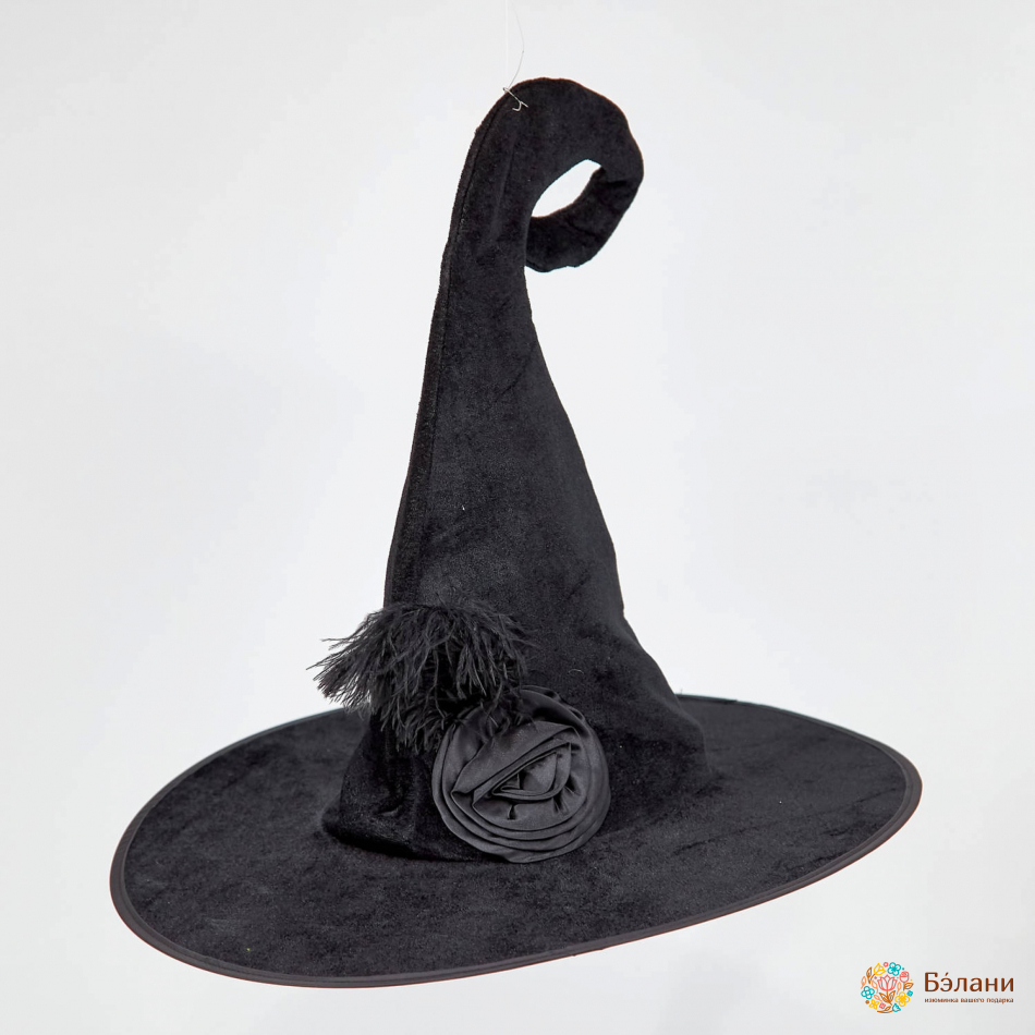 Колпак "Роза с пером" бархатная