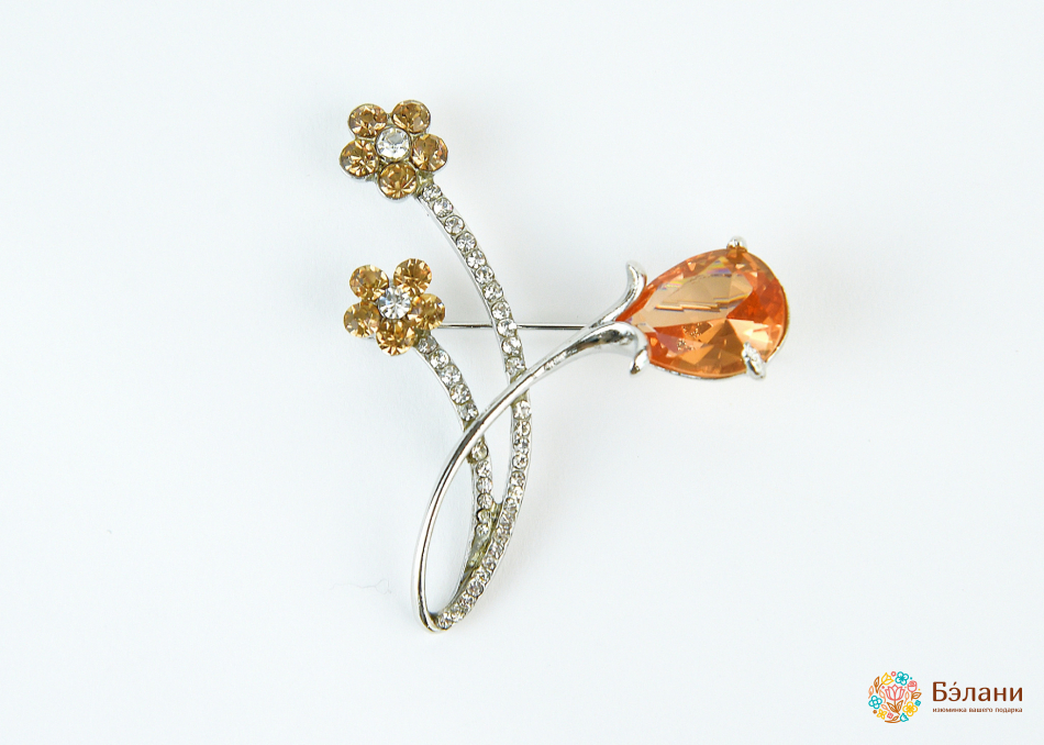 Брошь "Янтарные цветы"