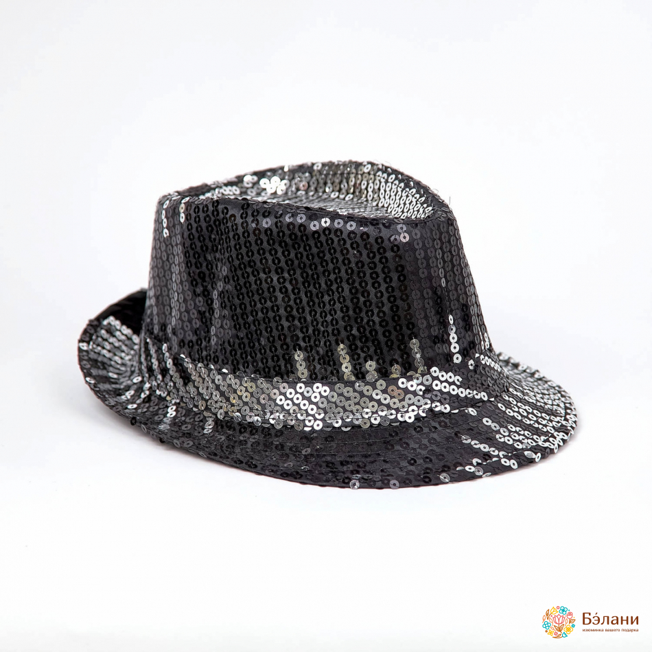 Шляпа "Диско" серебристо-черная