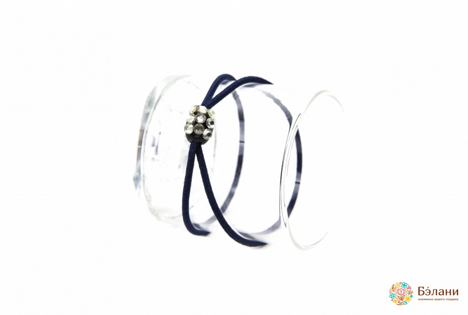 Гумка подвійна з пряжкою зі стразами чорна